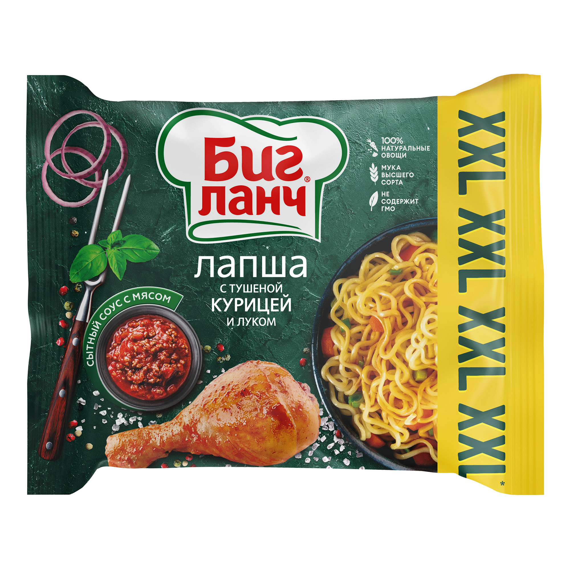 

Лапша Биг Ланч с тушеной курицей и луком быстрого приготовления 100 г