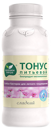 

Кисломолочный напиток Здоровое завтра Тонус питьевой сладкий БЗМЖ 3,2% 200 мл