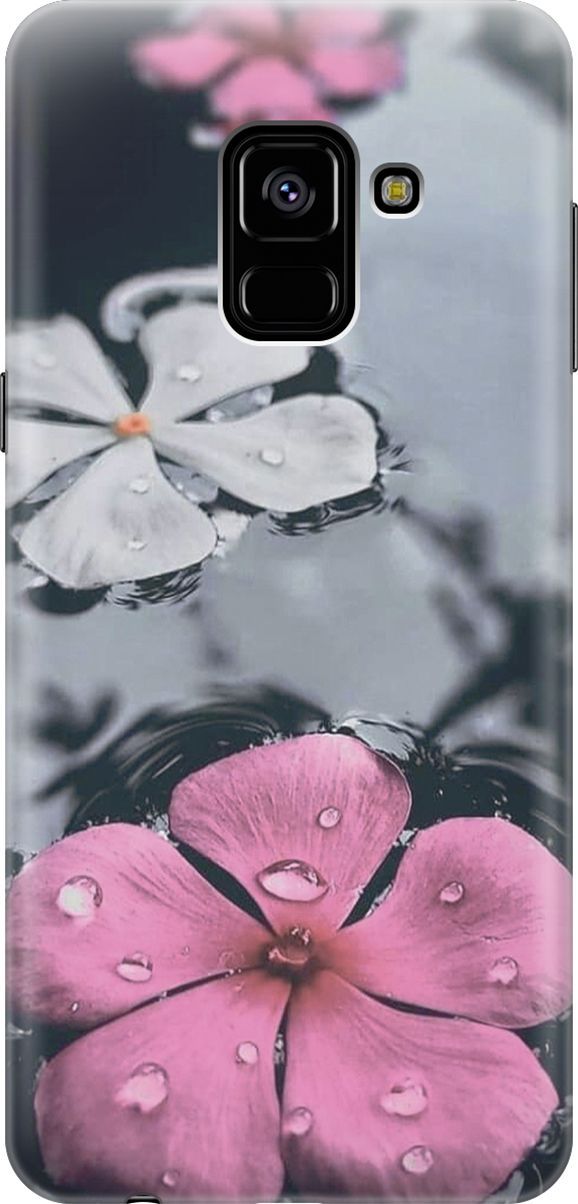 

Силиконовый чехол на Samsung Galaxy A8 (2018) с принтом "Фиалки в воде", Розовый;серый, 7214