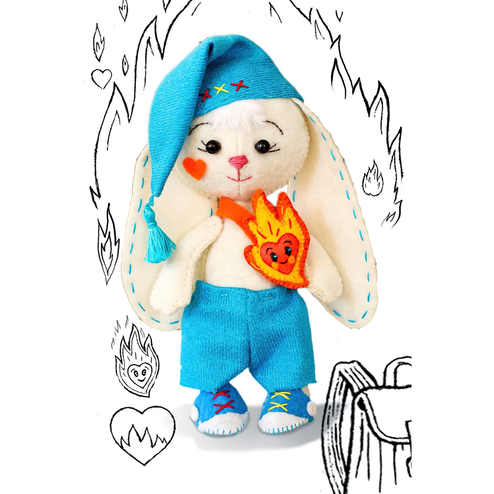 Набор для создания игрушки из фетра + раскраска «Зайчик Огонёк»