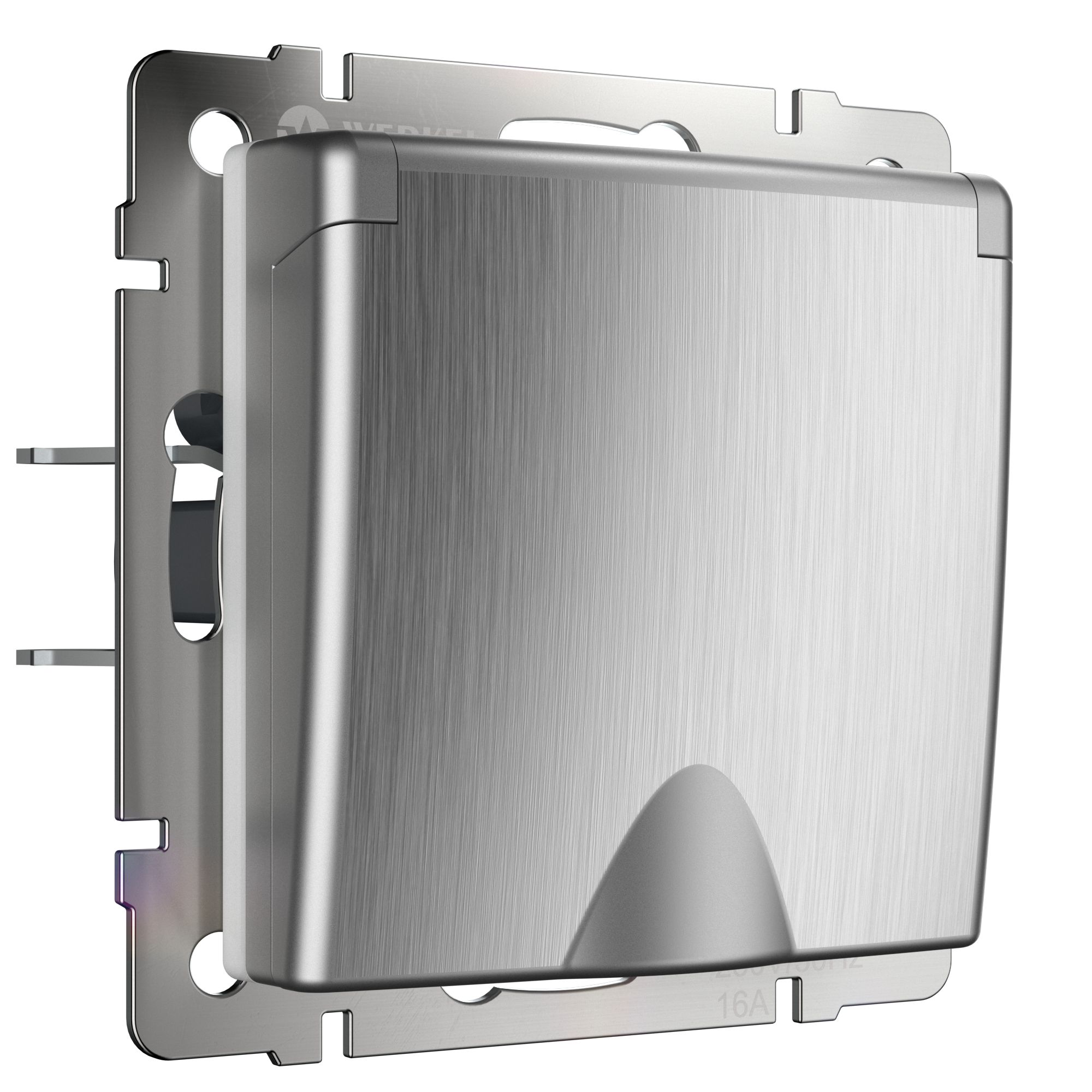 Розетка влагозащищ-ая Werkel W1171209 cеребряный рифл., заземление, защит. крышка, шторки