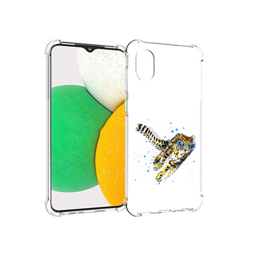 

Чехол MyPads Tocco для Samsung Galaxy A03 Core гепард в очках (PT224480.538.287), Прозрачный, Tocco