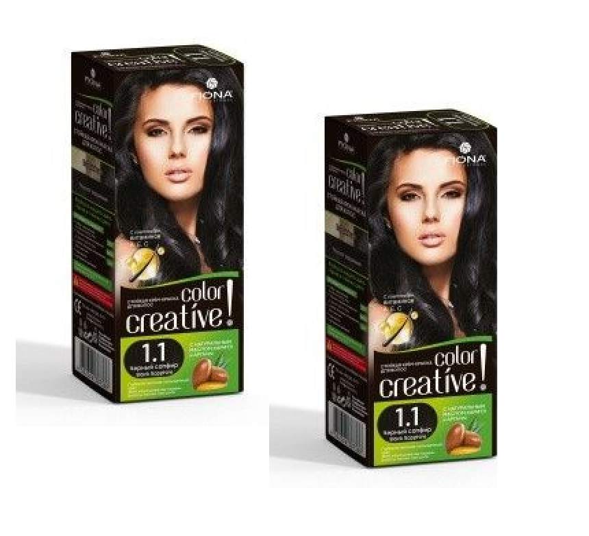

Краска для волос Fiona Creative color тон 1.1 Чёрный сапфир 2 уп