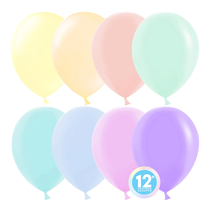 

Шар (12''/30 см) Макарунс, ассорти, пастель, 100 шт., Разноцветный