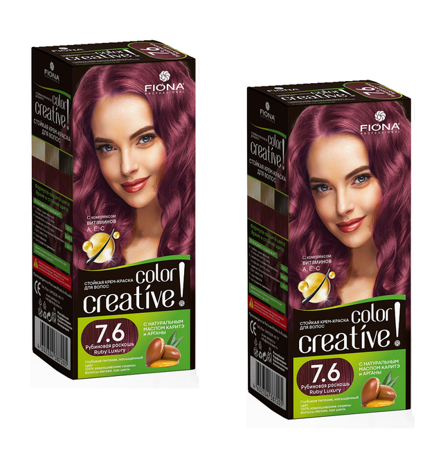 

Краска для волос Fiona Creative color тон 7.6 Рубиновая роскошь 2 уп