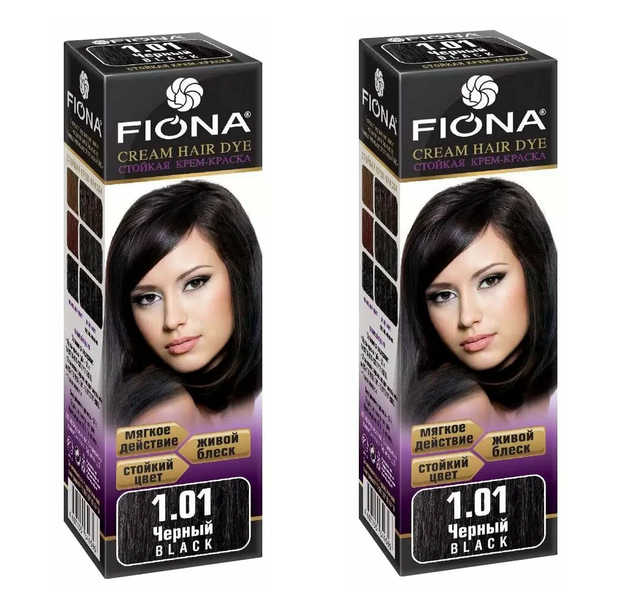 

Крем-краска для волос Fiona тон 1.01 Черный 2 уп