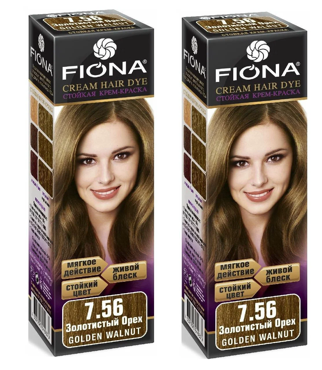 

Крем-краска для волос Fiona тон 7.56 Золотистый орех 2 уп