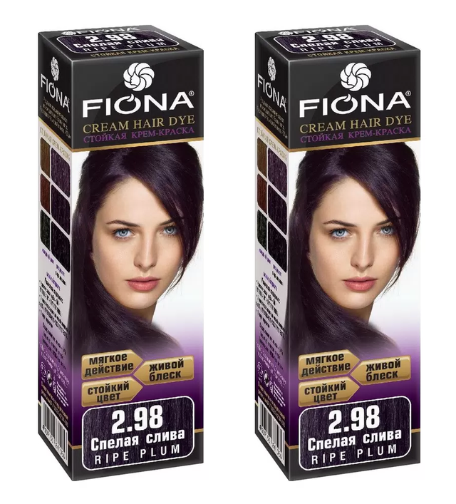 

Крем-краска для волос Fiona тон 2.98 Спелая слива 2 уп