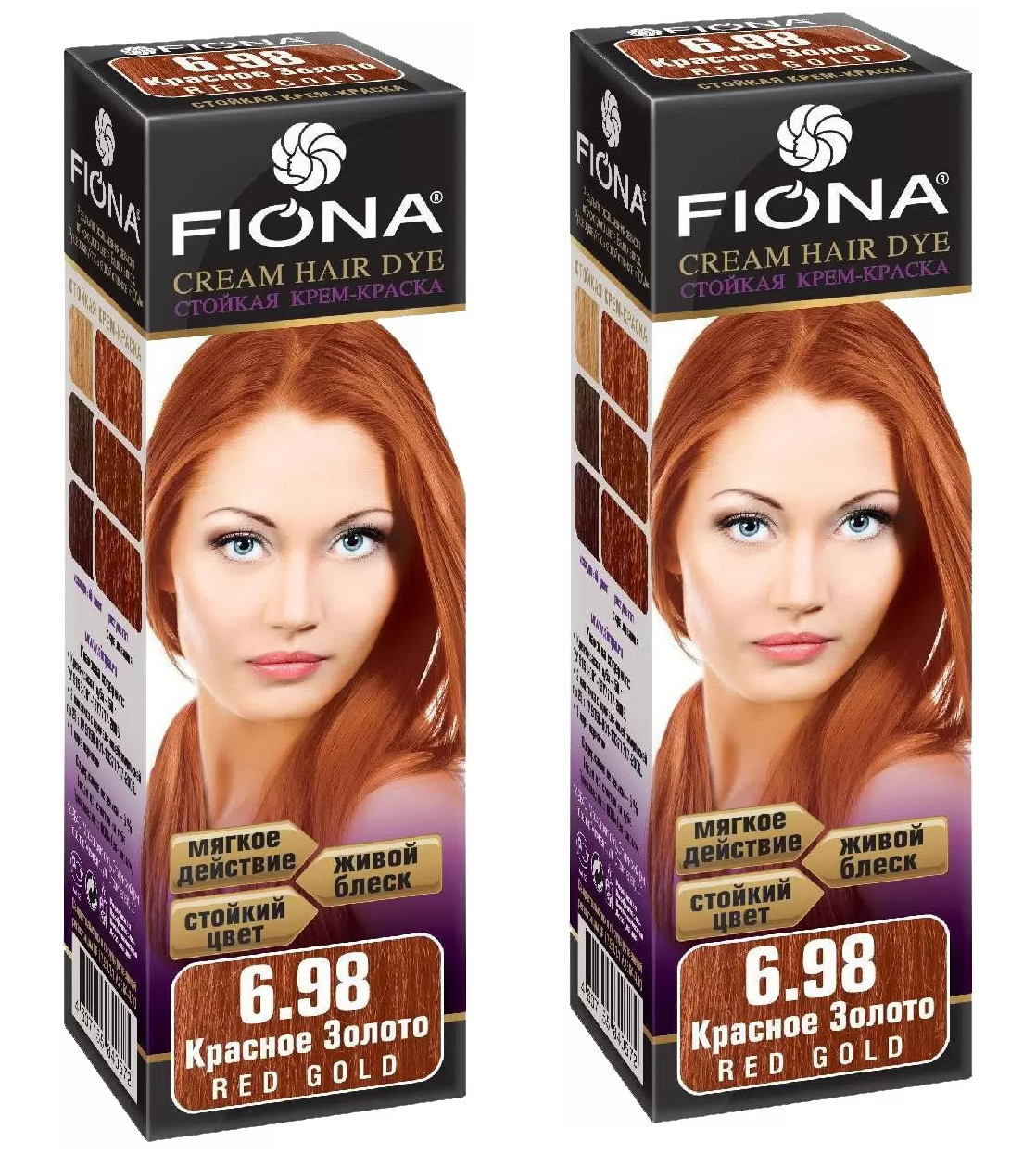 

Крем-краска для волос Fiona тон 6.98 Красное золото 2 уп