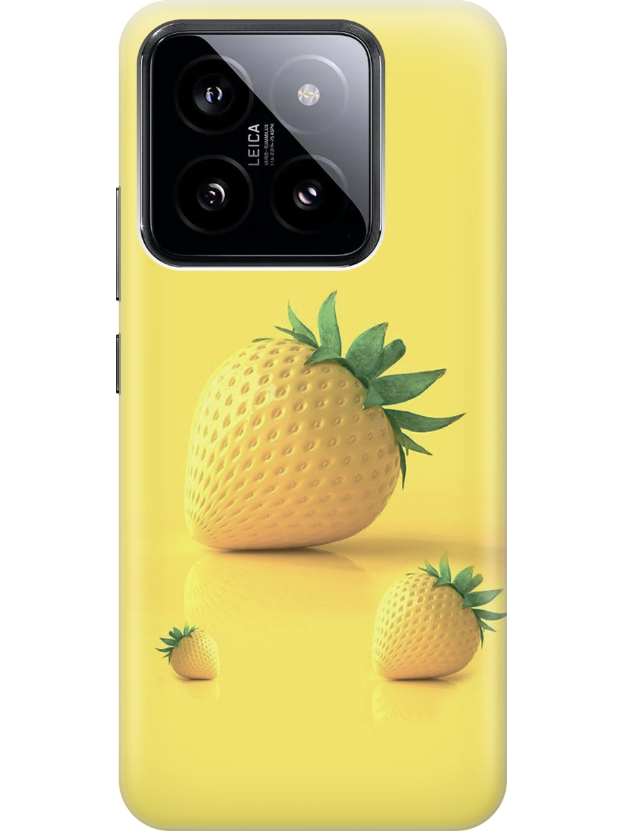 

Силиконовый чехол на Xiaomi 14 с рисунком "Желтая клубника", Черный, 20012082