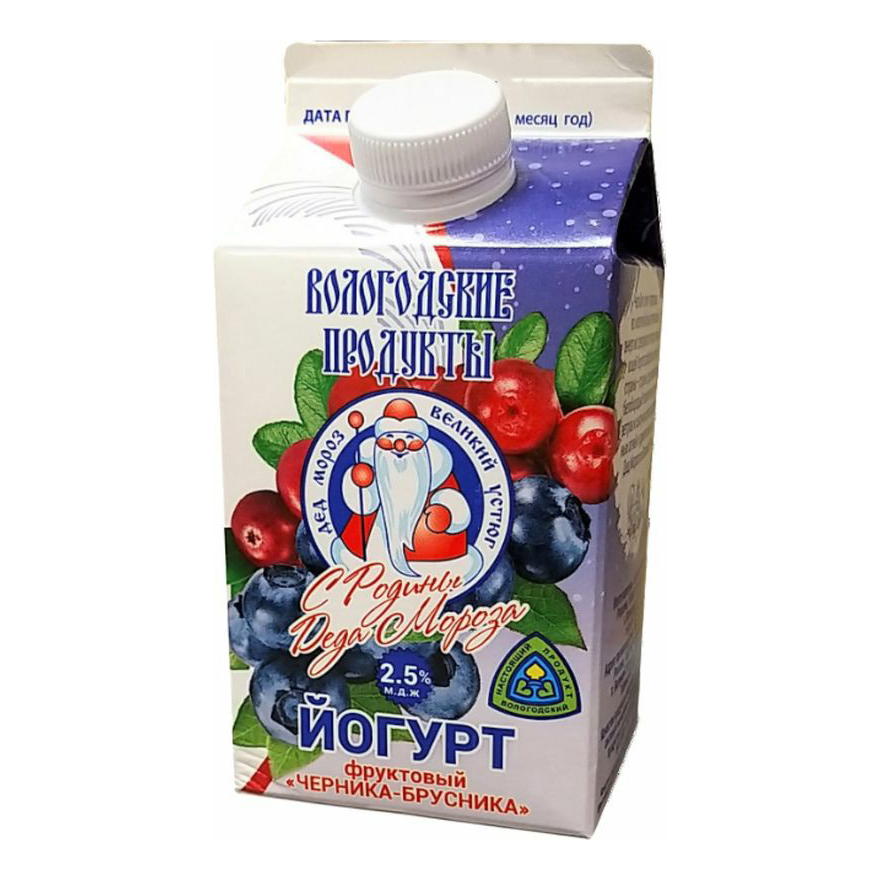 

Йогурт питьевой Вологодские продукты черника-брусника 2,5% БЗМЖ 470 г