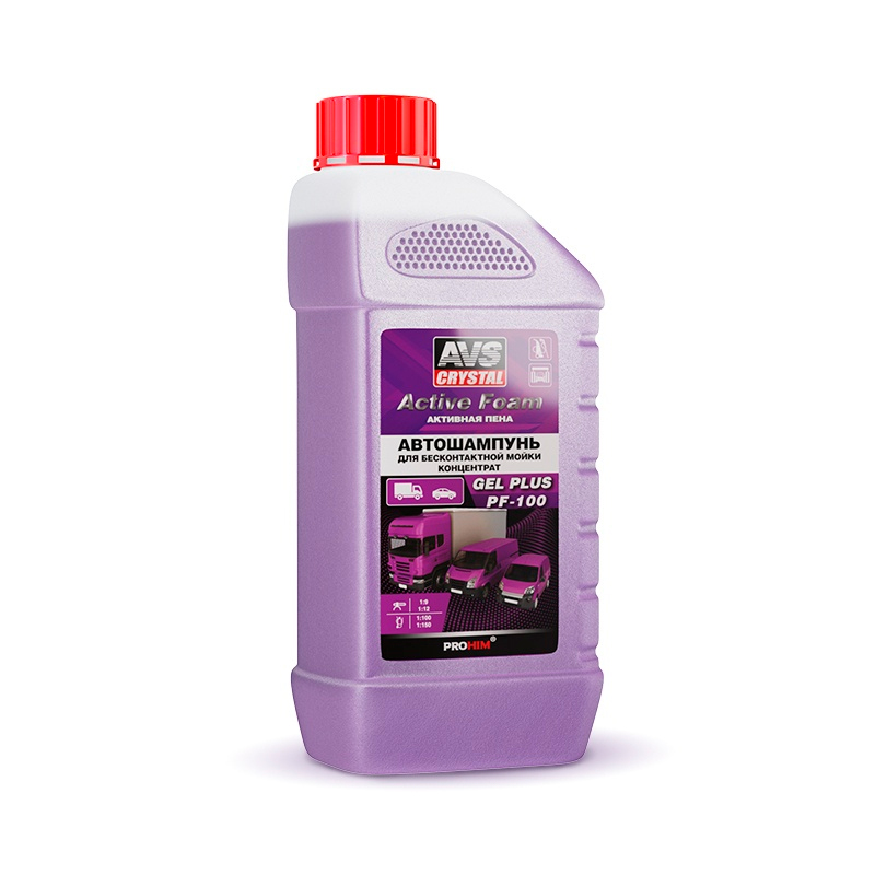 фото Автошампунь для б/к мойки avs "active foam" 1:9-12 pf-100 gel plus 1л.