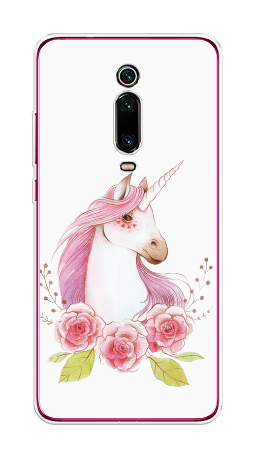 

Чехол на Xiaomi Mi 9T"Единорог цветы", Белый;розовый;серый, 35750-1