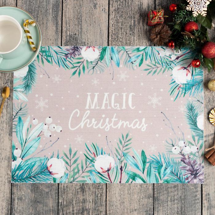 фото Новогодняя салфетка на стол magic пвх, 40х29 см доляна