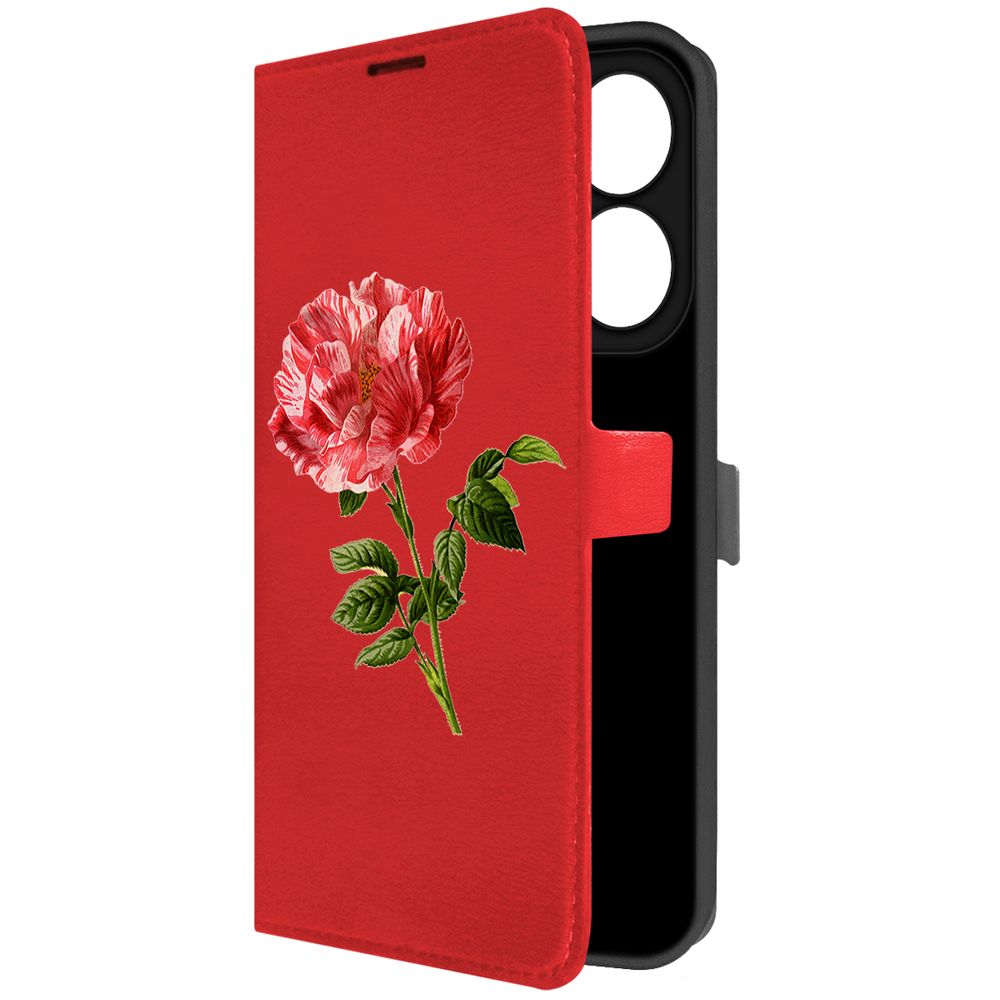 

Чехол-книжка Krutoff Eco Book для Infinix Hot 40i Рисованная роза (красный)