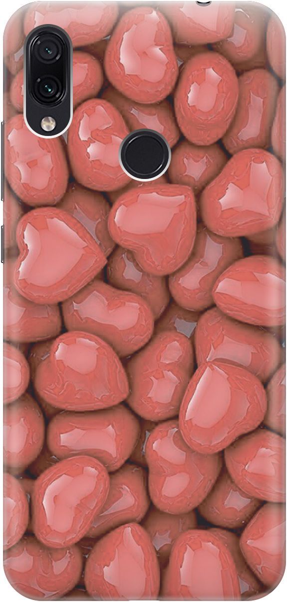 

Чехол на Xiaomi Redmi Note 7 "Красные сердечки", Красный, 4139