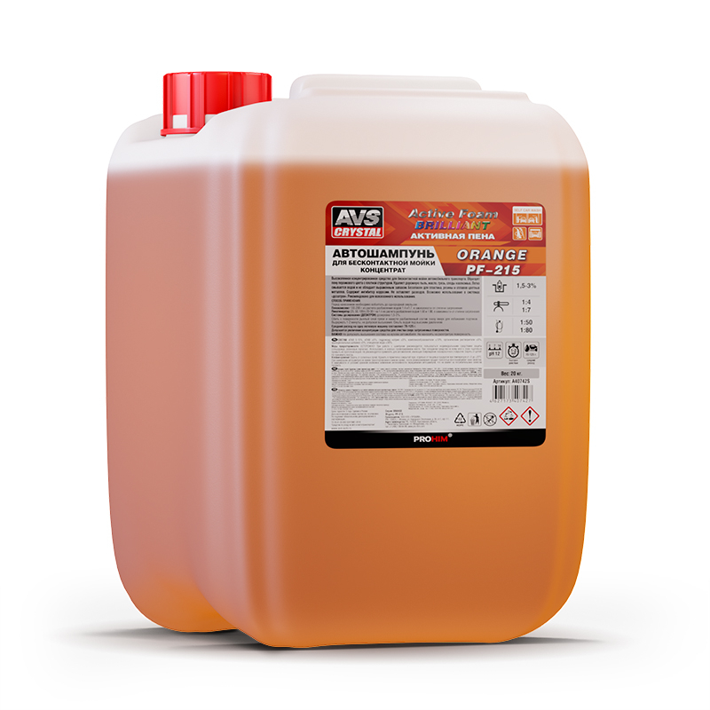 

Автошампунь для б/к мойки AVS "Active Foam Brilliant" 1:4-7 PF-215 ORANGE 20 кг, PF-215