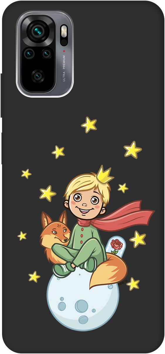 

Чехол на Xiaomi Redmi Note 10 "Little Prince" черный, Черный;бежевый, 2633