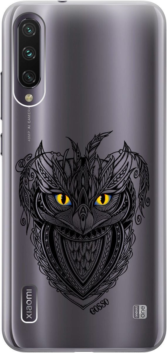 

Чехол на Xiaomi Mi A3 "Grand Owl" прозрачный, Прозрачный;желтый, 703