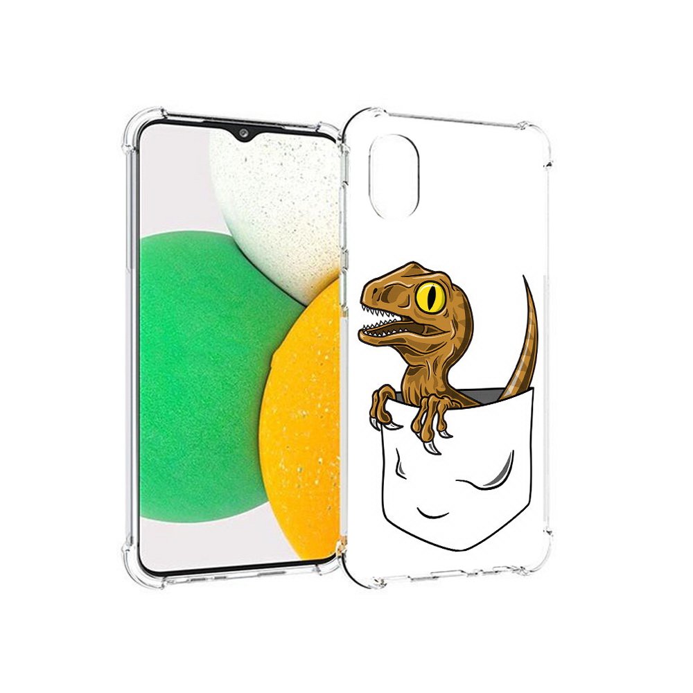 

Чехол MyPads Tocco для Samsung Galaxy A03 Core динозавр в кармане (PT224480.538.327), Прозрачный, Tocco