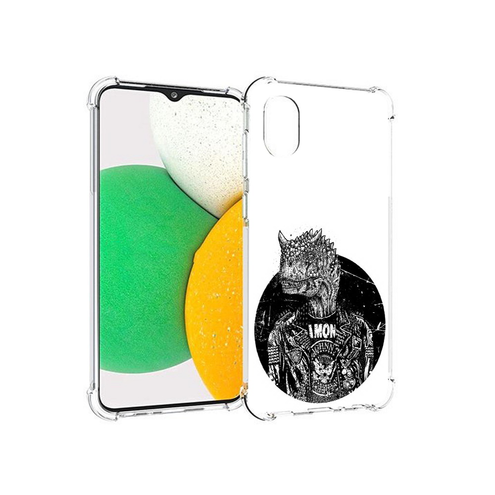 

Чехол MyPads Tocco для Samsung Galaxy A03 Core динозавр в куртке (PT224480.538.328), Прозрачный, Tocco