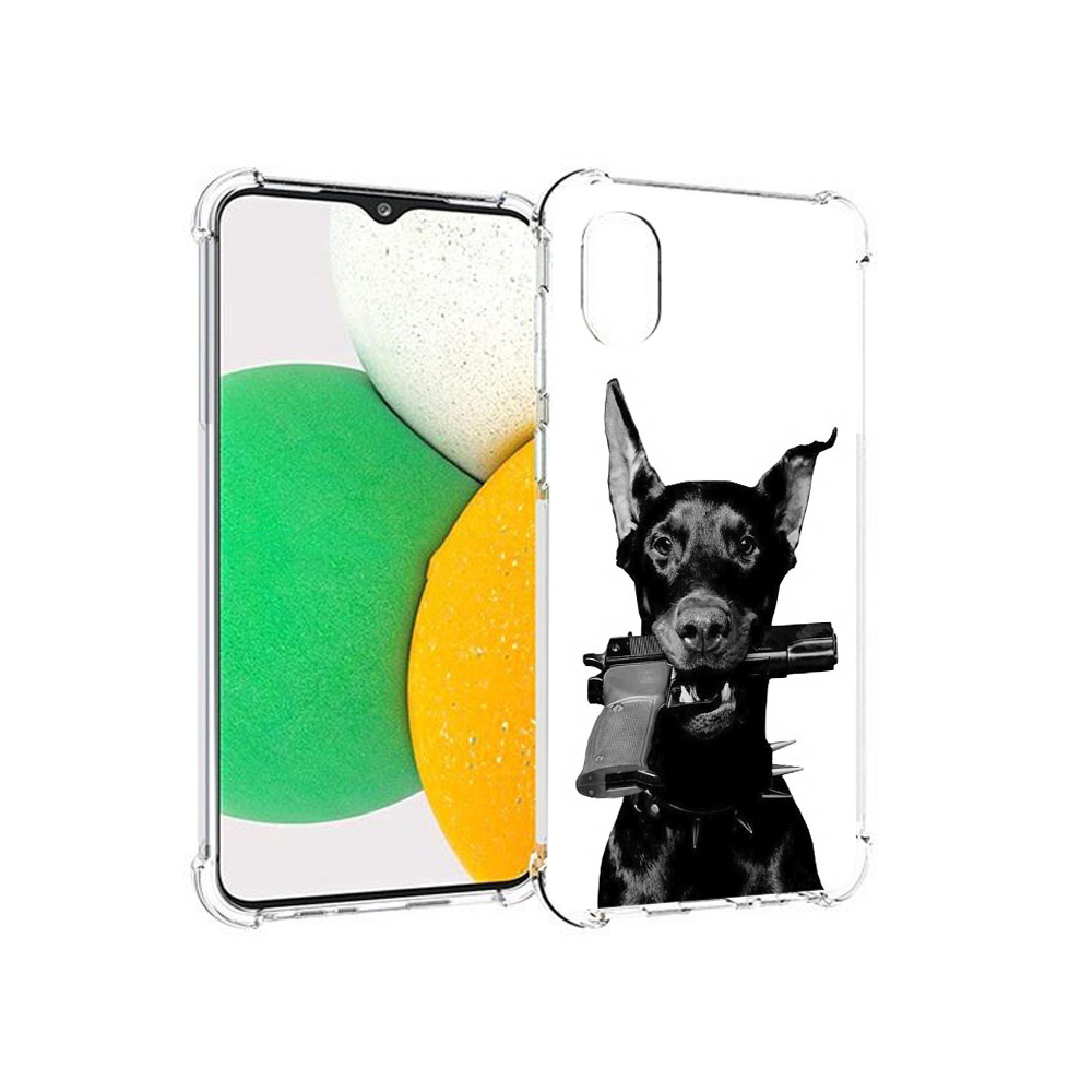 

Чехол MyPads Tocco для Samsung Galaxy A03 Core доберман с пистолетом (PT224480.538.331), Прозрачный, Tocco
