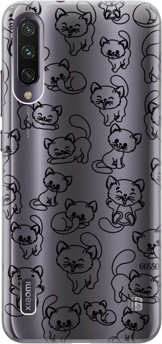 

Чехол на Xiaomi Mi A3 "Cute Kitties" прозрачный, Прозрачный;черный, 703