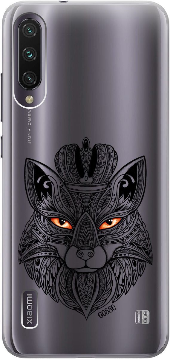 

Чехол на Xiaomi Mi A3 "Fox Queen" прозрачный, Прозрачный;серый, 703
