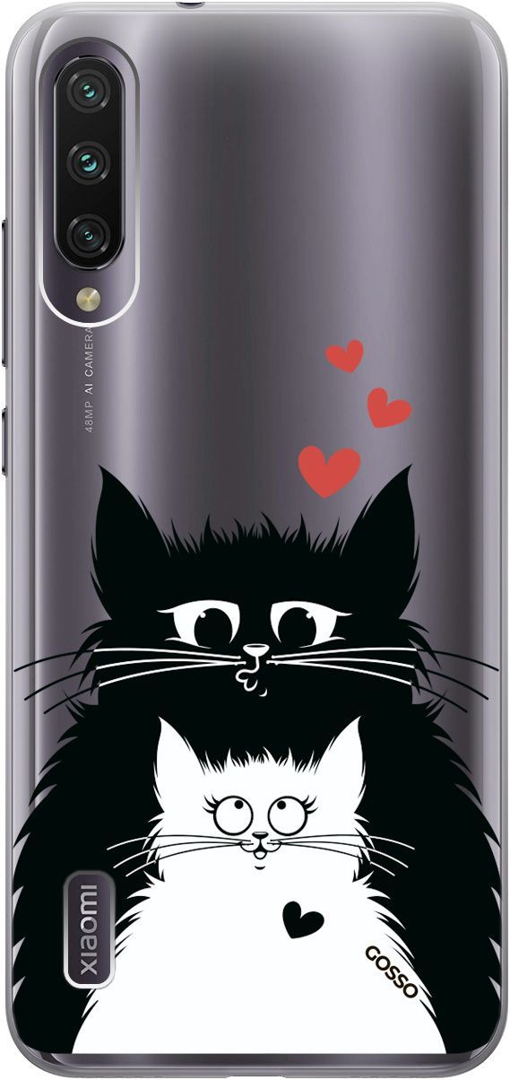 

Чехол на Xiaomi Mi A3 "Cats in Love" прозрачный, Прозрачный;белый, 703