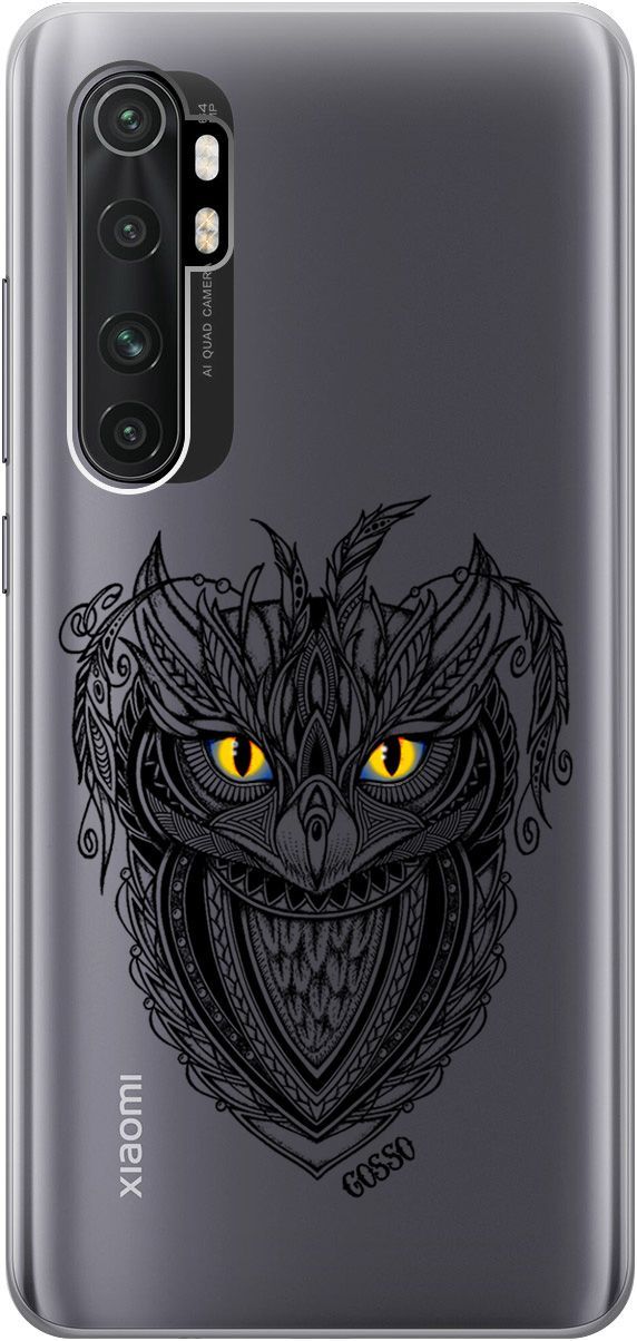 

Чехол на Xiaomi Mi Note 10 Lite "Grand Owl" прозрачный, Прозрачный;желтый, 154
