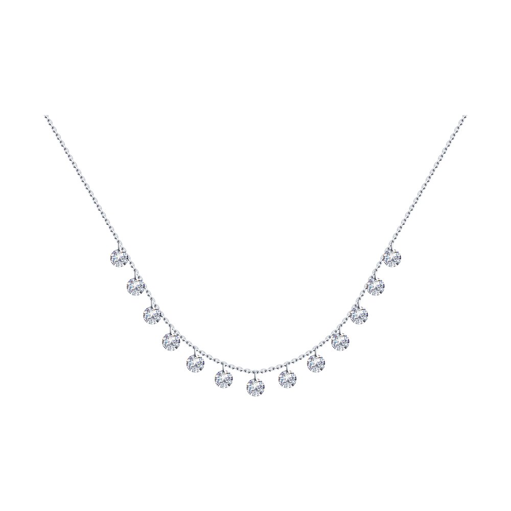 

Колье из серебра 38 см SOKOLOV 94070349, фианит, 94070349