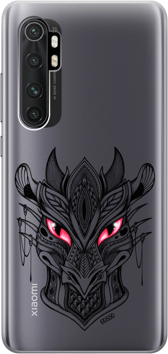 

Чехол на Xiaomi Mi Note 10 Lite "Dragon" прозрачный, Прозрачный;черный, 154