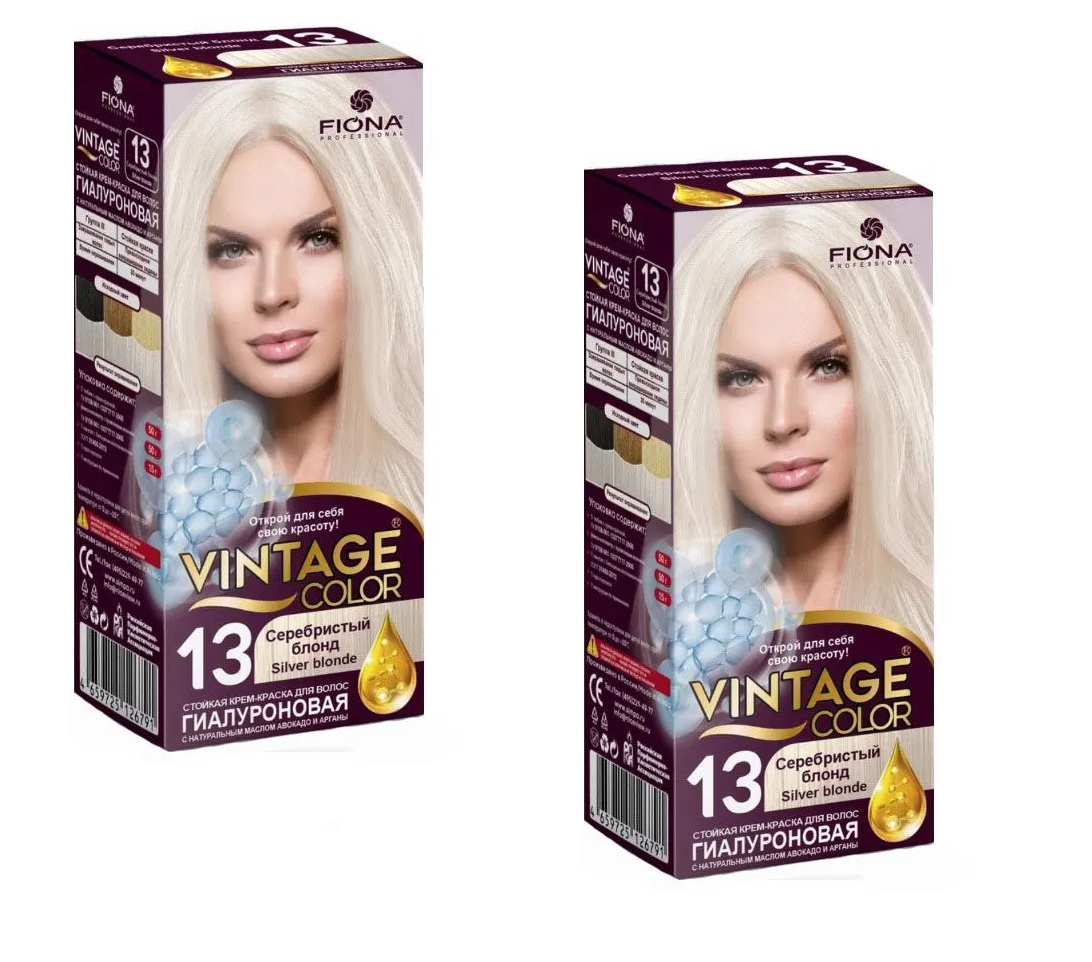 

Краска для волос Fiona Vintage Color тон 13 Серебристый блонд 2 уп