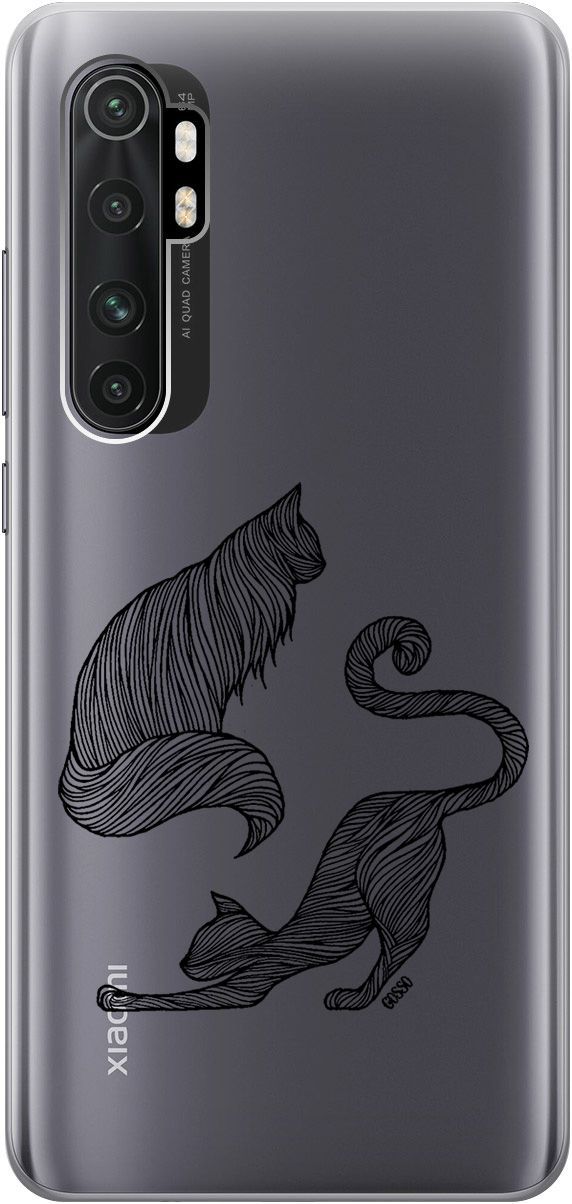 

Чехол на Xiaomi Mi Note 10 Lite "Lazy Cats" прозрачный, Прозрачный;серый, 154