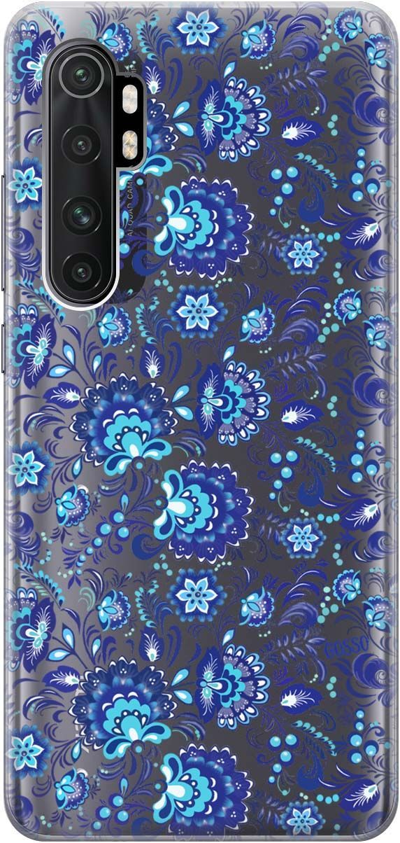 

Чехол на Xiaomi Mi Note 10 Lite "Gzhel" прозрачный, Прозрачный;голубой, 154