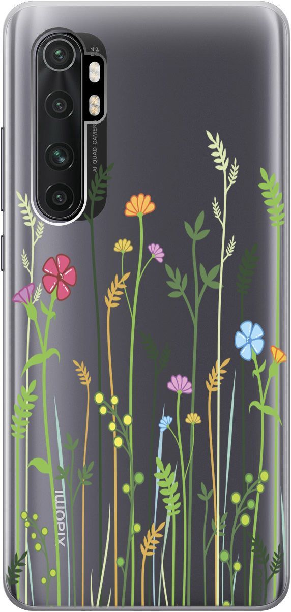 

Чехол на Xiaomi Mi Note 10 Lite "Flowers and Fern" прозрачный, Прозрачный;желтый, 154