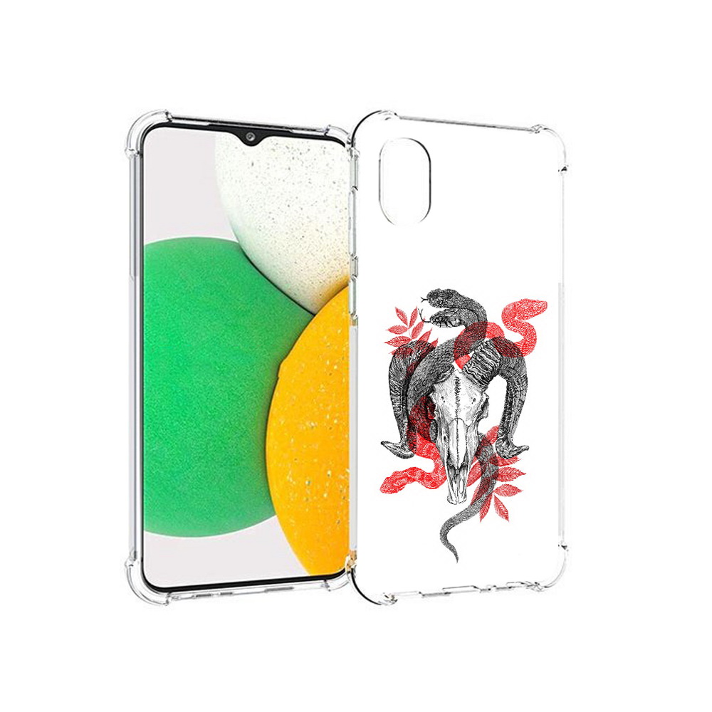 

Чехол MyPads Tocco для Samsung Galaxy A03 Core змея в черепе рисунок (PT224480.538.365), Прозрачный, Tocco