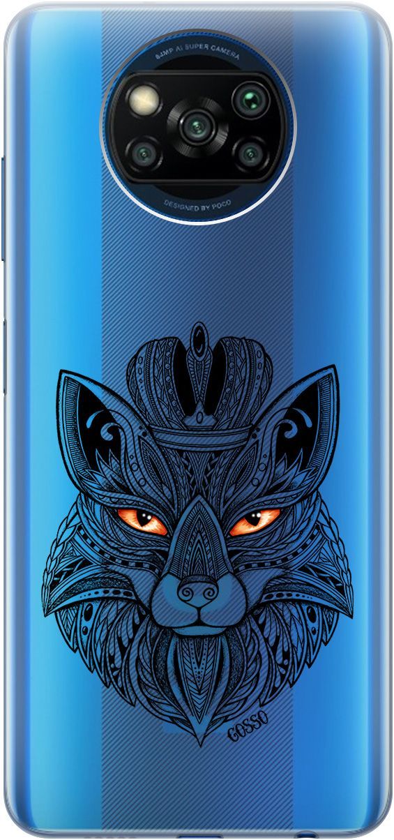 

Чехол на Xiaomi Poco X3 "Fox Queen" прозрачный, Прозрачный;серый, 248
