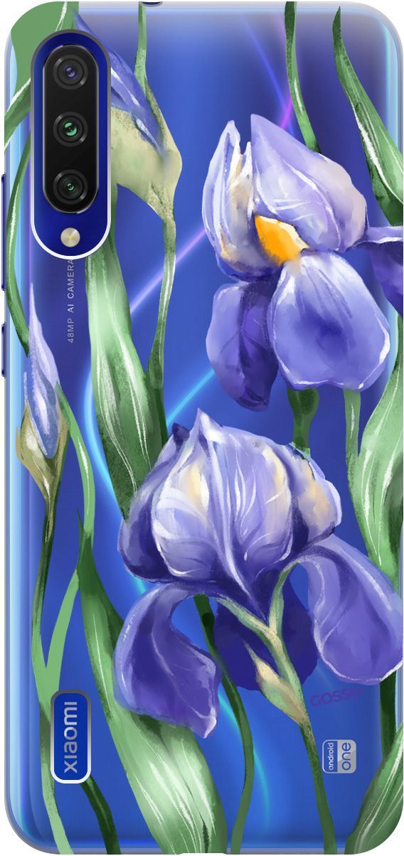 

Чехол на Xiaomi Mi A3 "Amazing Irises" прозрачный, Прозрачный;белый, 703