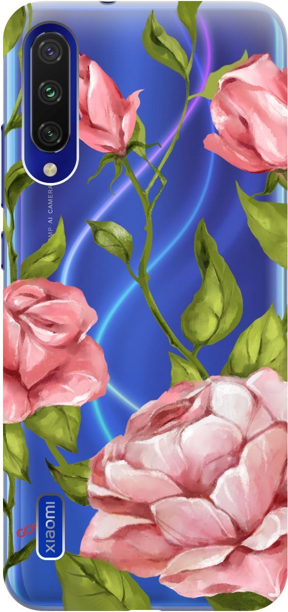 

Чехол на Xiaomi Mi A3 "Amazing Roses" прозрачный, Прозрачный;белый, 703