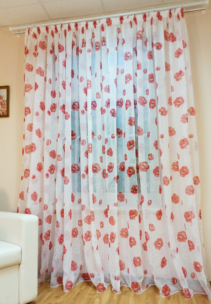 

Тюль гостиный Маки 300x280см