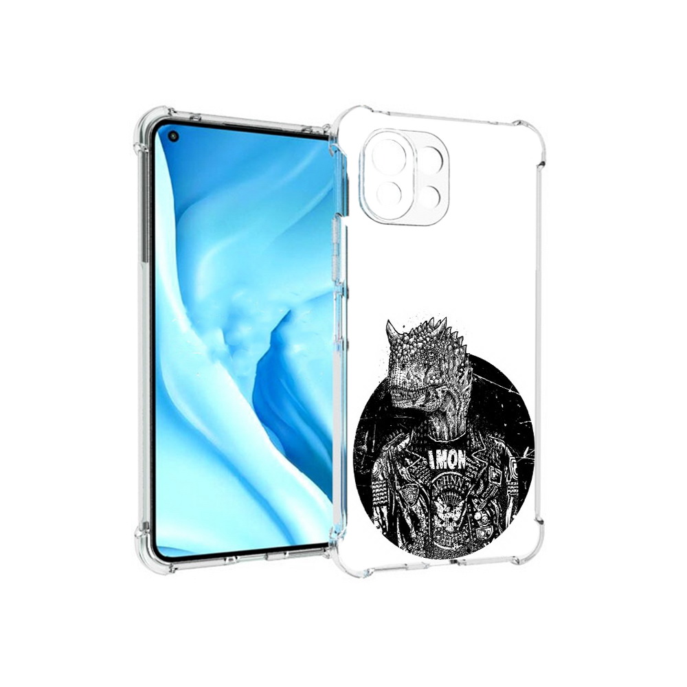 

Чехол MyPads Tocco для Xiaomi Mi 11 Lite динозавр в куртке (PT159462.256.328), Прозрачный, Tocco