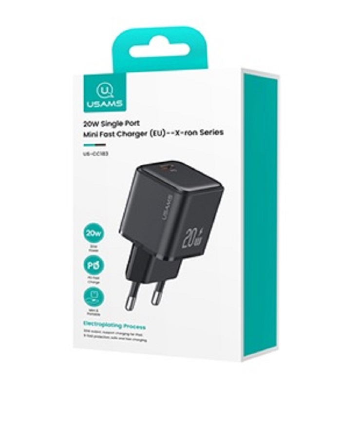 

Сетевое зарядное устройство Usams US-CC183 1xUSB Type-C 3 А черный, US-CC183