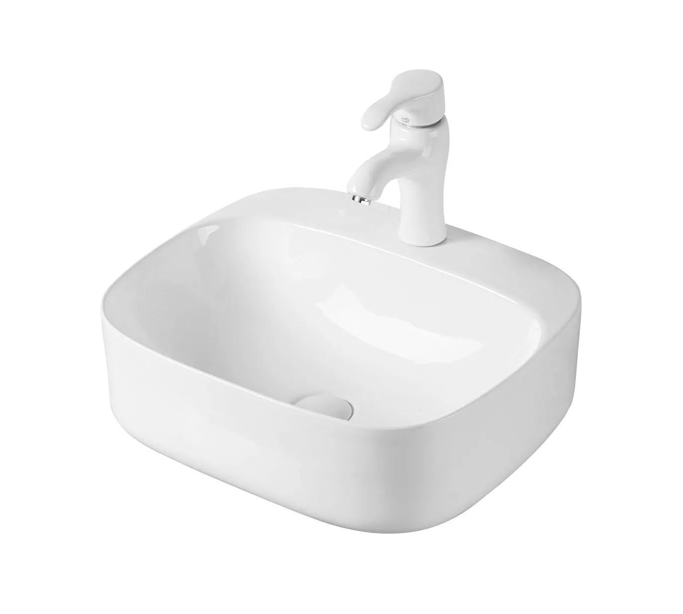 Накладная белая раковина для ванной GiD N9284 квадратная керамическая раковина накладная на столешницу bau mini квадратная 24х24 белая выпуск клик клак бронза