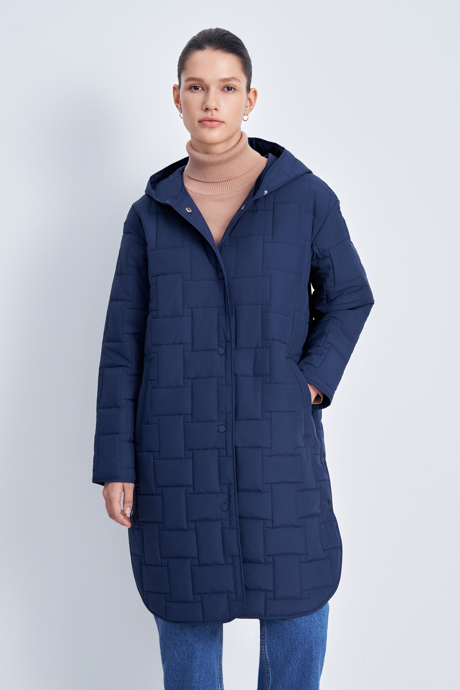 

Пальто женское Finn Flare FAE110120 синее 2XL, Синий, FAE110120