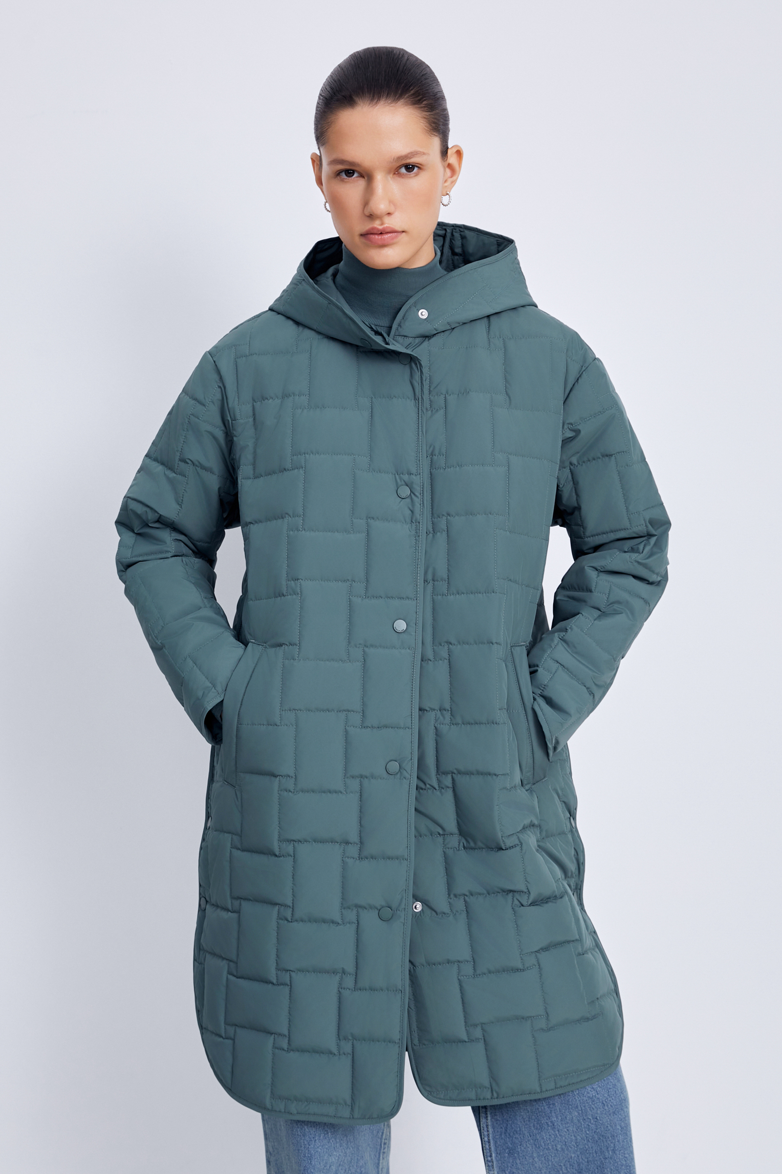 

Пальто женское Finn Flare FAE110120 зеленое 3XL, Бирюзовый, FAE110120