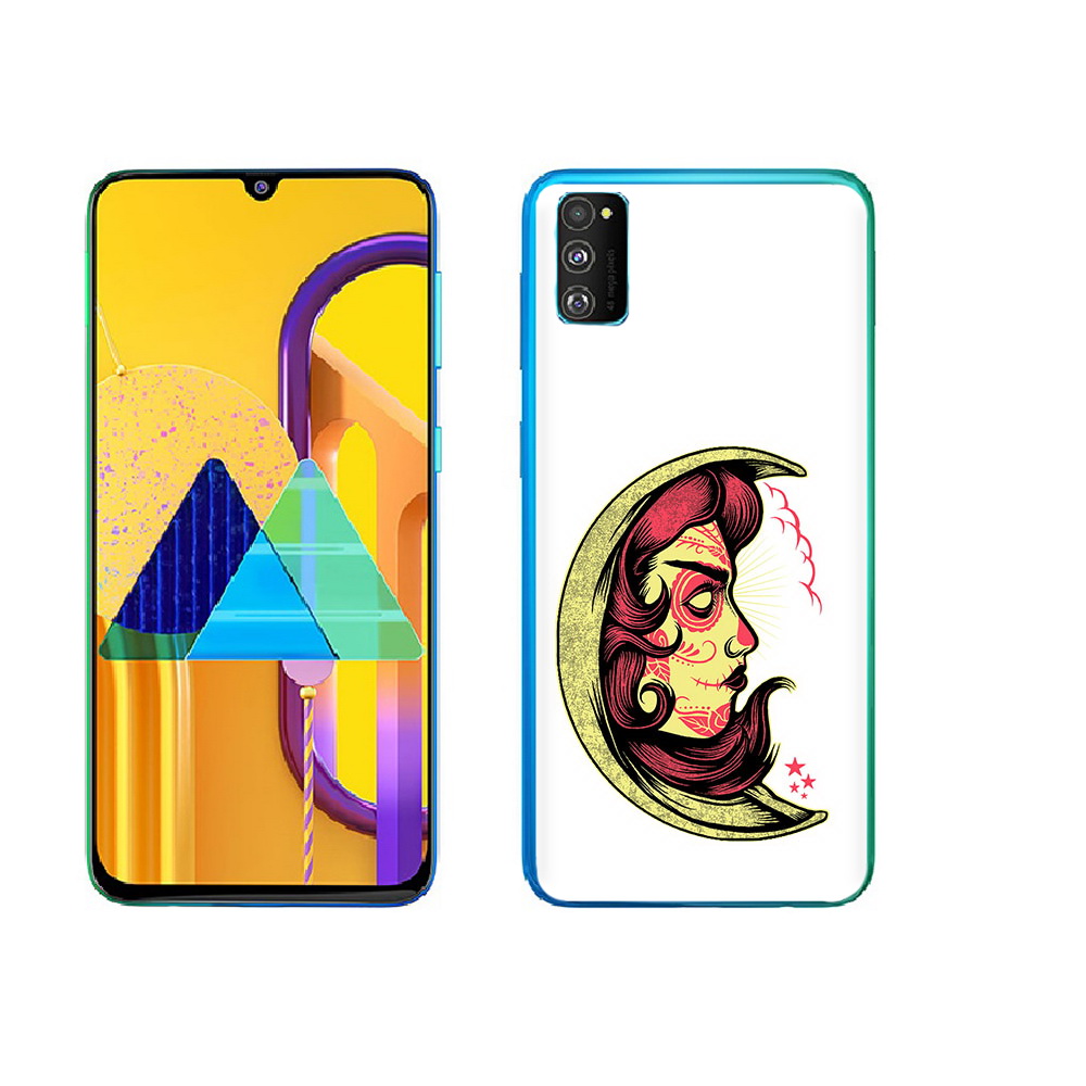 

Чехол MyPads Tocco для Samsung Galaxy M23 желтый полумесяц с лицом девушки, Прозрачный, Tocco