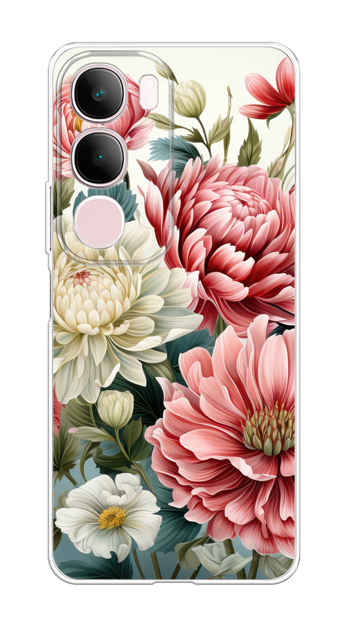 

Чехол на Vivo Y19s Садовые цветы рисунок, Розовый;зеленый;белый, 2612350-1