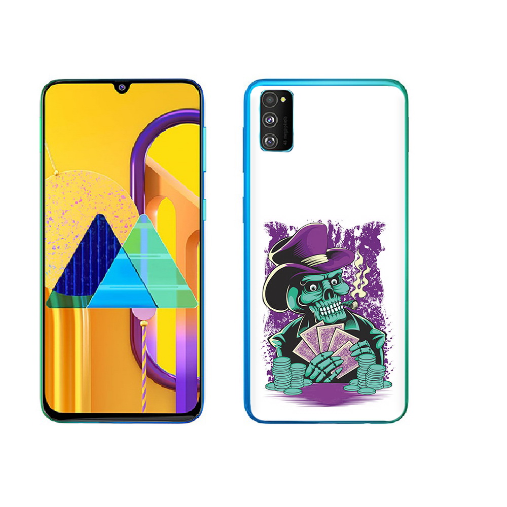 

Чехол MyPads Tocco для Samsung Galaxy M23 зеленый череп с картами (PT227329.604.361), Прозрачный, Tocco