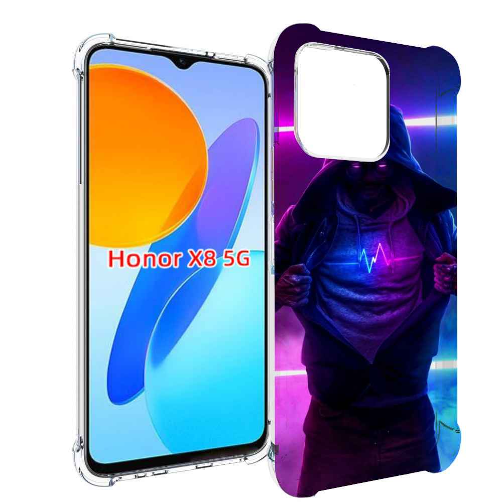 

Чехол MyPads парень в капюшоне неоновый для Honor X8 5G, Прозрачный, Tocco